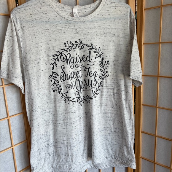 Tops - Graphic Tee with Sweet Tea and Jesus Design